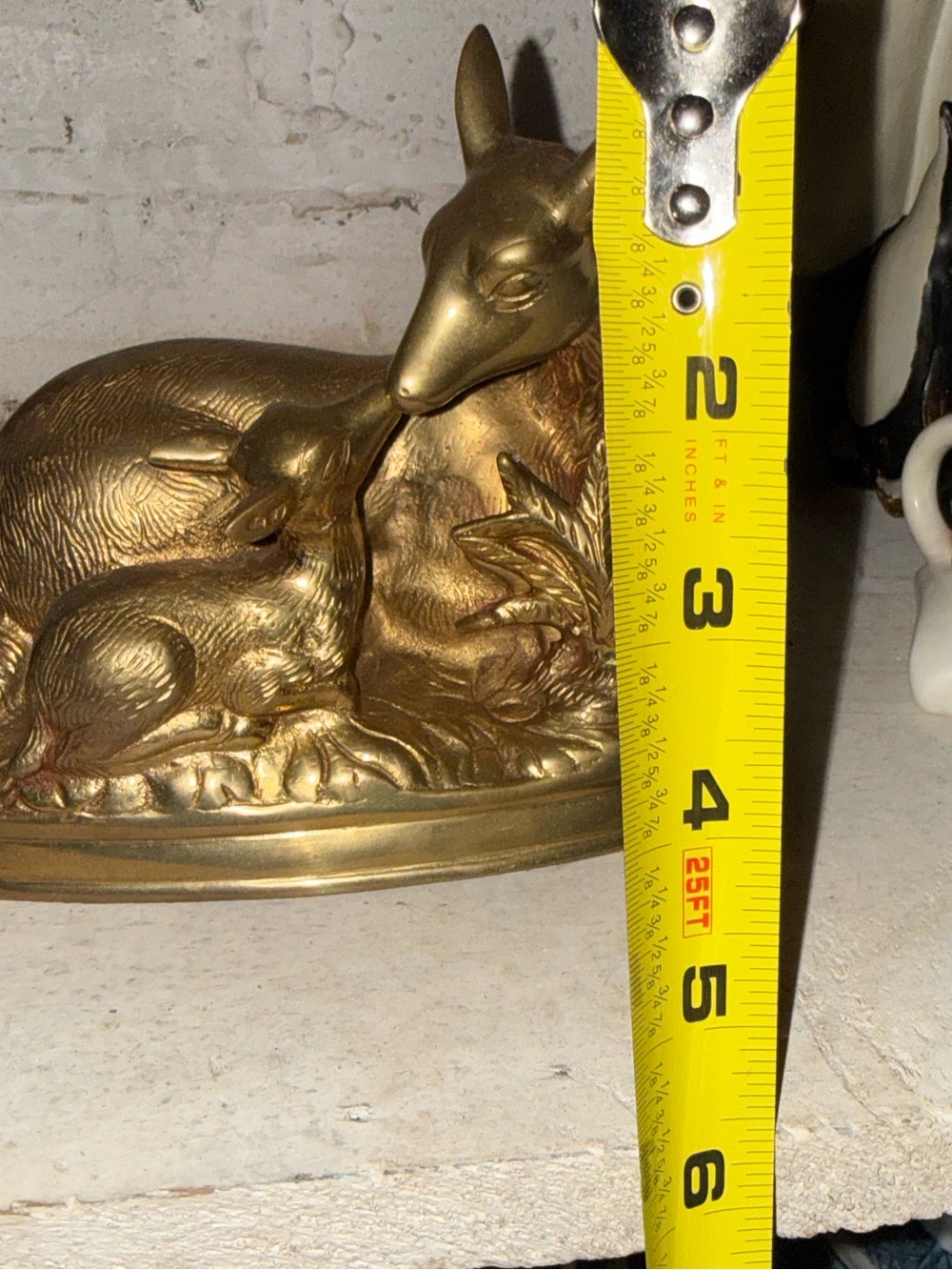 Solid Brass Doe &Fawn Figurine Vintage Woodland Deer Sculpture Heavy Brass Decor - Picture 4 of 5